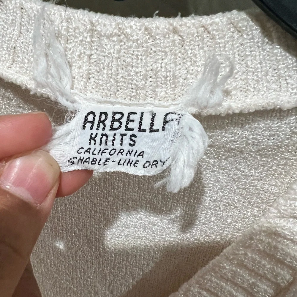 Arbella Knits California Shable -Line Dry Cream Knit Sweater with Butterfly - Picture 3 of 7